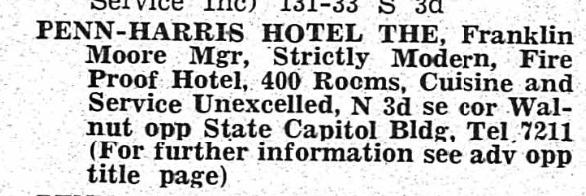 The Penn-Harris Hotel Listing