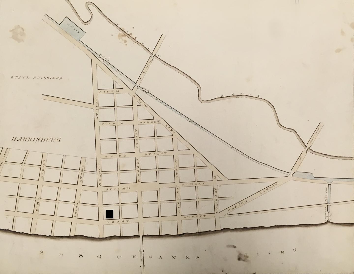 Map of Harrisburg c. 1830